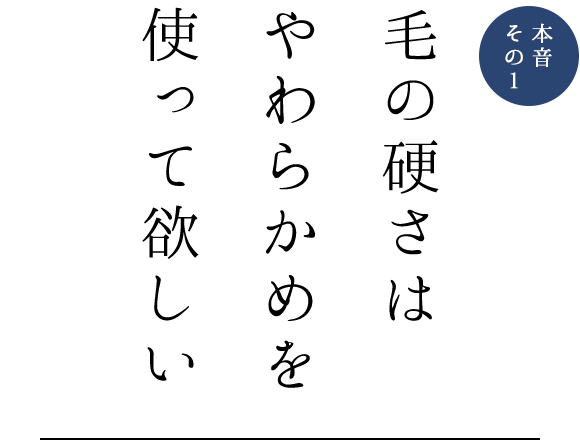 本音その1 毛の硬さはやわらかめを使って欲しい